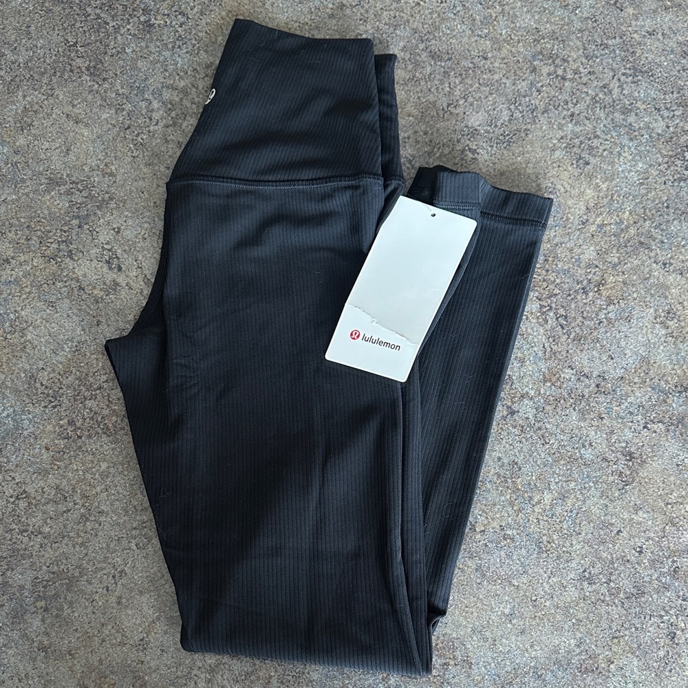 lululemon Black Ribbed Active Leggings with Tag
